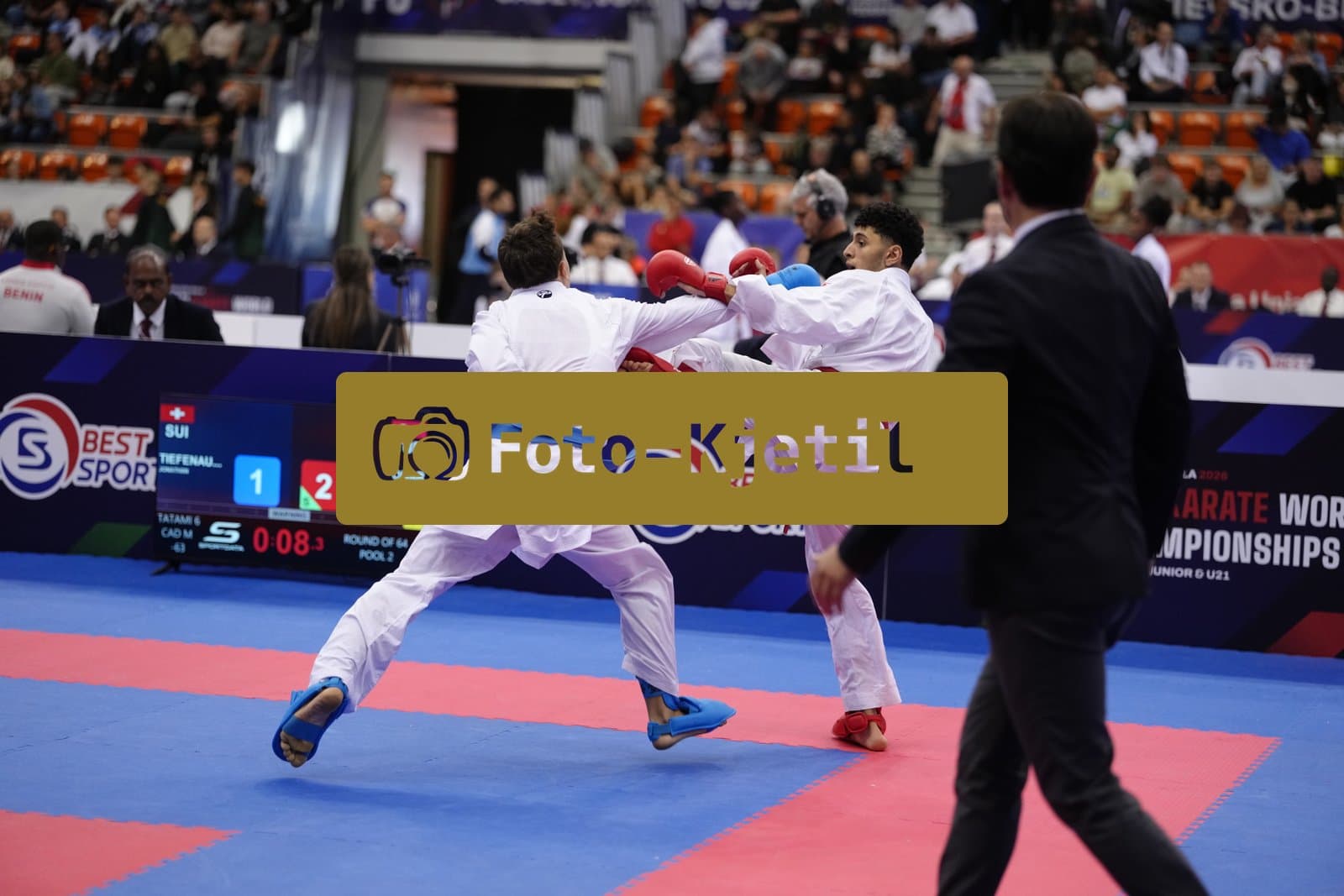 BIELSKO-BIALA, POLAND - OCTOBER 16: This photo was taken during the 2026 World Cadet, Junior & U21 Karate Championships at Hala Pod Debowcem on October 16, 2026 in Bielsko-Biala, Poland.